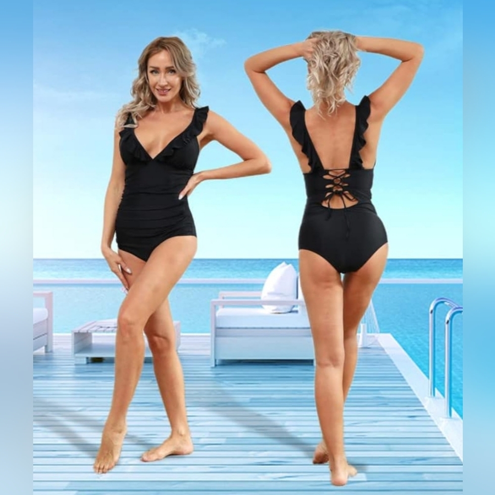 Elegant Black One-Piece Swimsuit